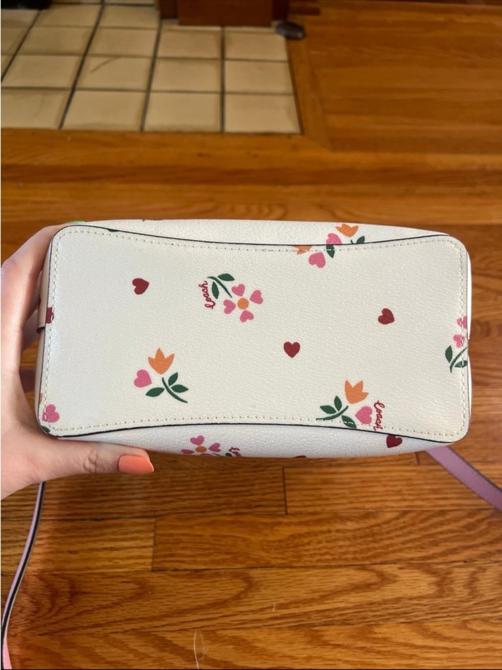 COACH C7976 Small Town Bucket Bag with Heart Petal Print Chalk coach purse - Picture 7 of 11